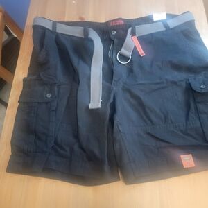 The Foundry Supply Co. Black Cargo Shorts with Gray Belt
